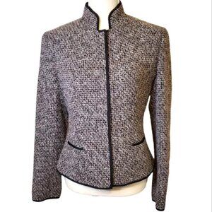 Tahari Women's Wool-Blend Knit Tailored Snap-Button Multi-Colored Blazer, Size M